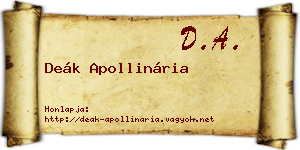 Deák Apollinária névjegykártya